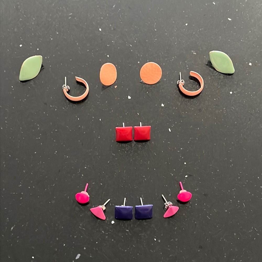 Lot of 7 Pairs of Vintage Enameled Earrings